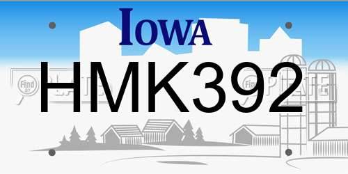 HMK392 Iowa License Plate