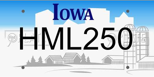 HML250 Iowa License Plate