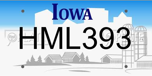 HML393 Iowa License Plate