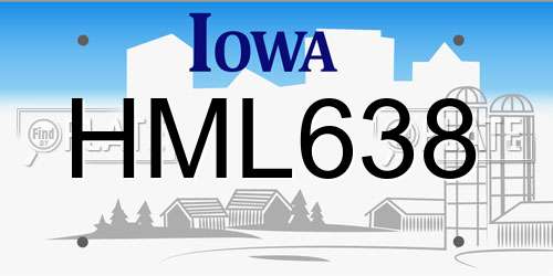 HML638 Iowa License Plate