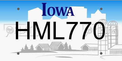 HML770 Iowa License Plate