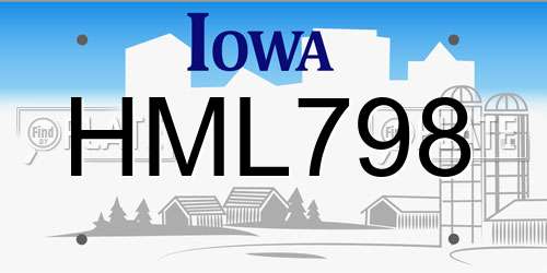 HML798 Iowa License Plate