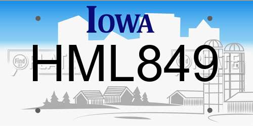 HML849 Iowa License Plate