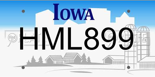 HML899 Iowa License Plate