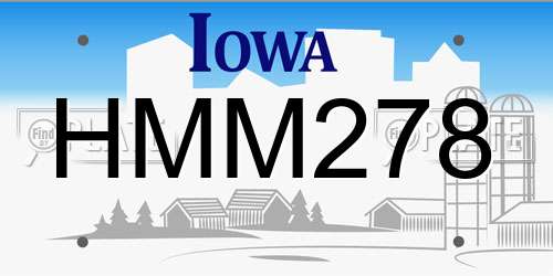 HMM278 Iowa License Plate