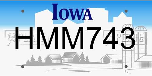 HMM743 Iowa License Plate