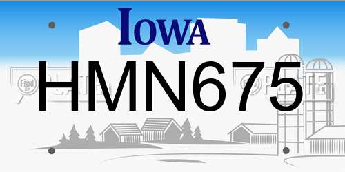 HMN675 Iowa License Plate