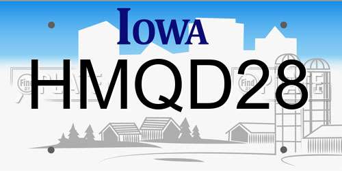 HMQD28 Iowa License Plate
