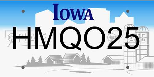 HMQO25 Iowa License Plate