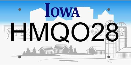 HMQO28 Iowa License Plate