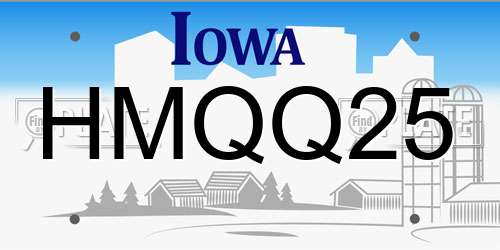 HMQQ25 Iowa License Plate