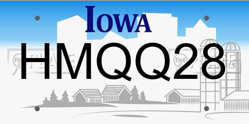 HMQQ28 Iowa License Plate