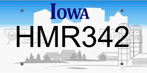 HMR342 Iowa License Plate
