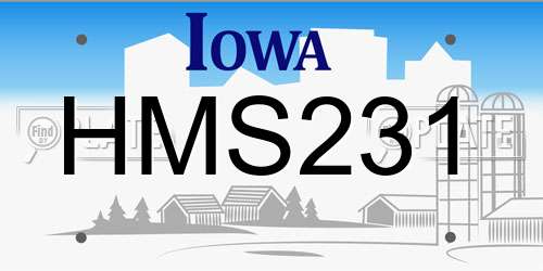 HMS231 Iowa License Plate