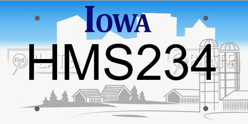 HMS234 Iowa License Plate