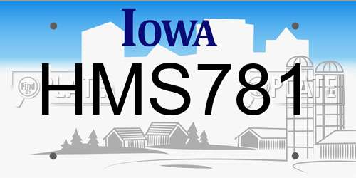 HMS781 Iowa License Plate