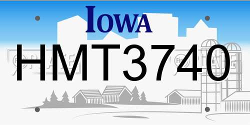 HMT3740 Iowa License Plate