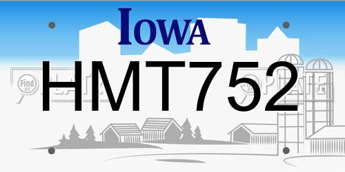 HMT752 Iowa License Plate