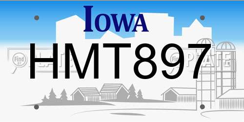 HMT897 Iowa License Plate