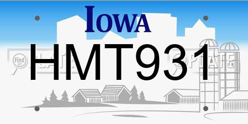 HMT931 Iowa License Plate