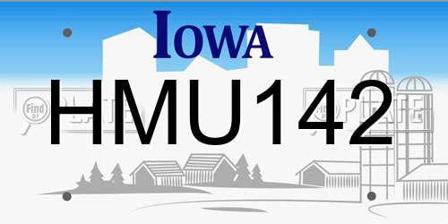 HMU142 Iowa License Plate