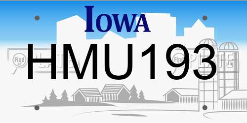 HMU193 Iowa License Plate