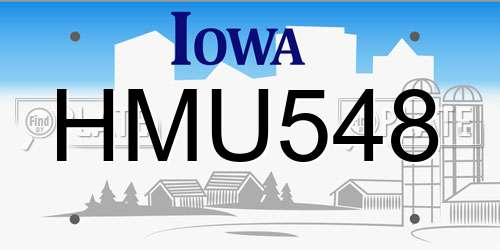 HMU548 Iowa License Plate