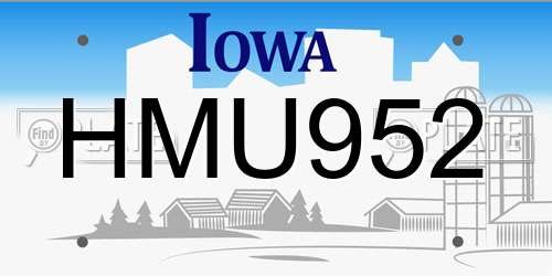 HMU952 Iowa License Plate