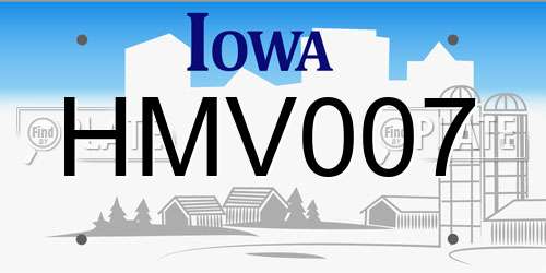 HMV007 Iowa License Plate