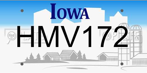 HMV172 Iowa License Plate