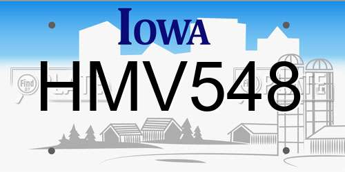 HMV548 Iowa License Plate
