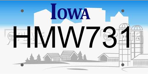 HMW731 Iowa License Plate