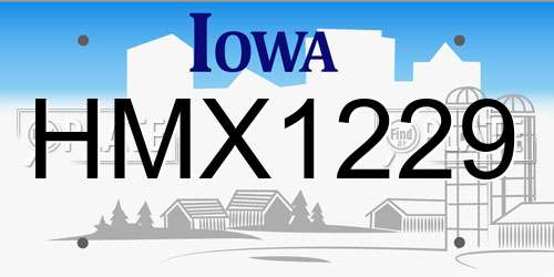 HMX1229 Iowa License Plate