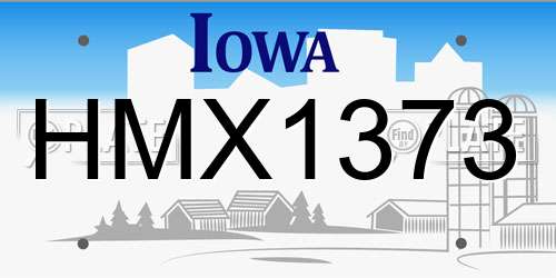 HMX1373 Iowa License Plate