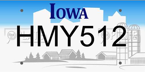 HMY512 Iowa License Plate
