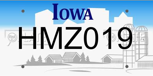 HMZ019 Iowa License Plate