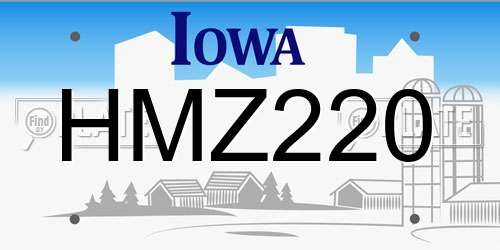 HMZ220 Iowa License Plate