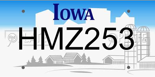 HMZ253 Iowa License Plate