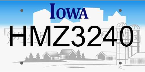 HMZ3240 Iowa License Plate
