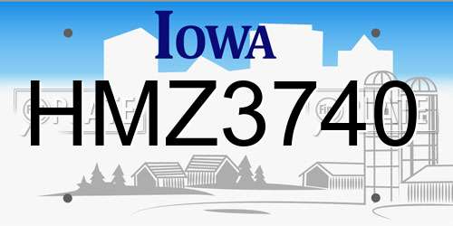HMZ3740 Iowa License Plate
