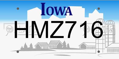 HMZ716 Iowa License Plate