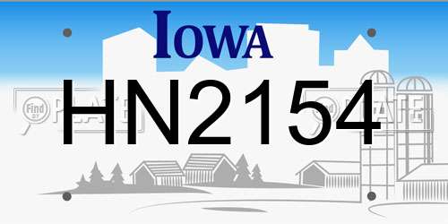 HN2154 Iowa License Plate
