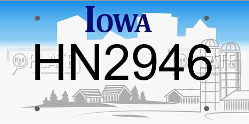 HN2946 Iowa License Plate