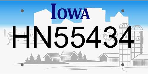 HN55434 Iowa License Plate