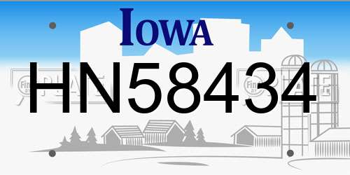HN58434 Iowa License Plate