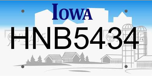 HNB5434 Iowa License Plate