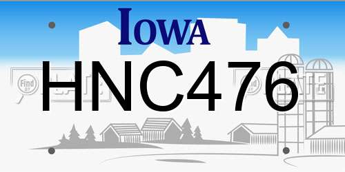 HNC476 Iowa License Plate