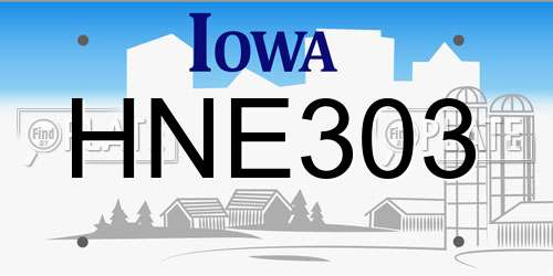 HNE303 Iowa License Plate