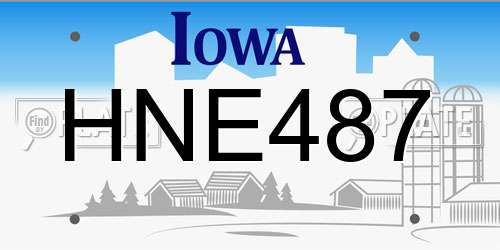 HNE487 Iowa License Plate