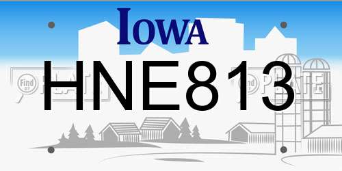 HNE813 Iowa License Plate